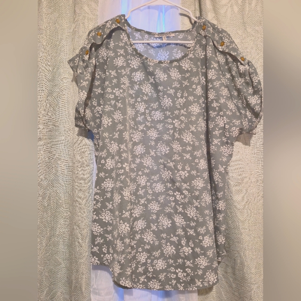 Sage green floral blouse